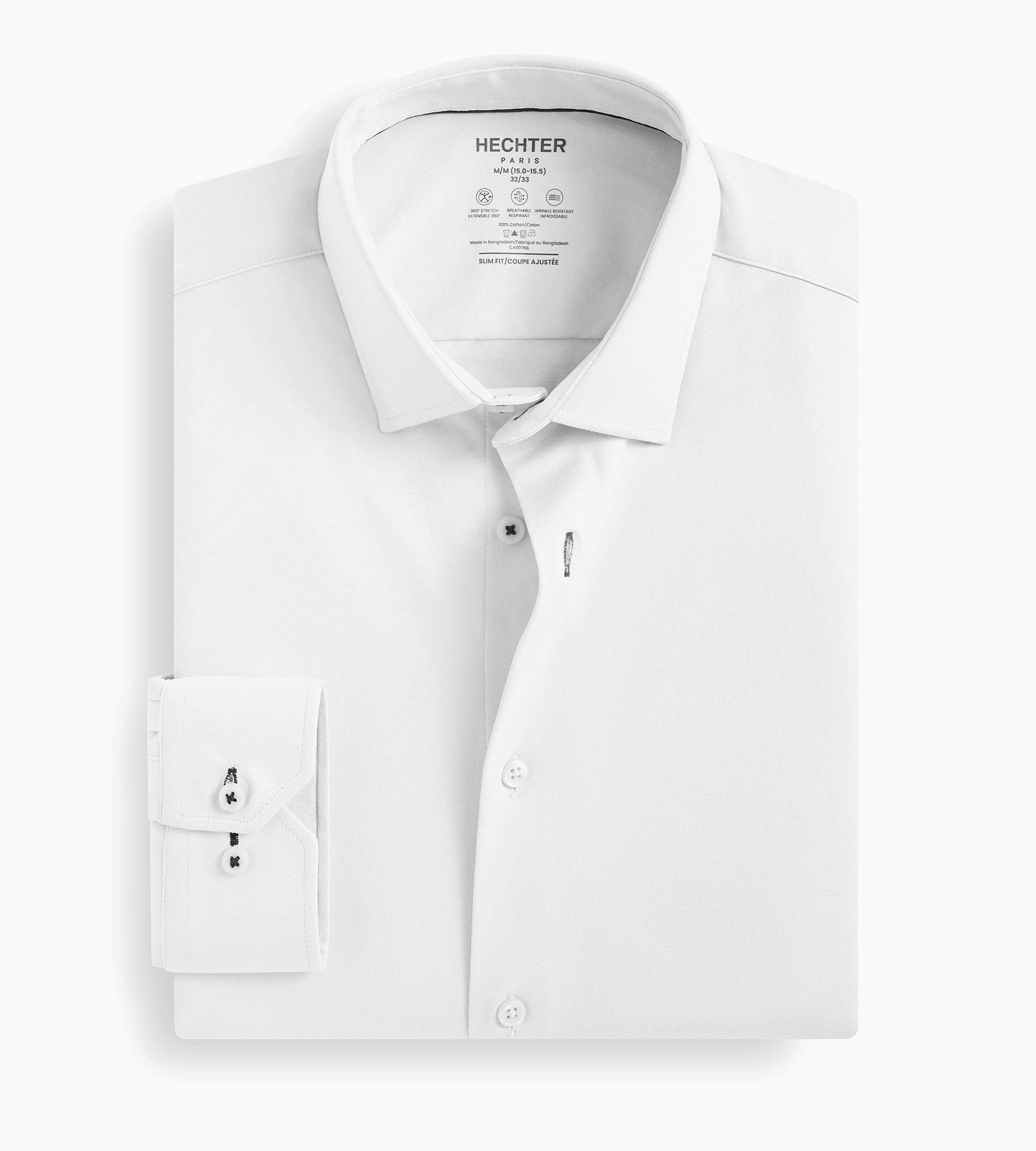 White Fitted Cotton Stretch Shirt