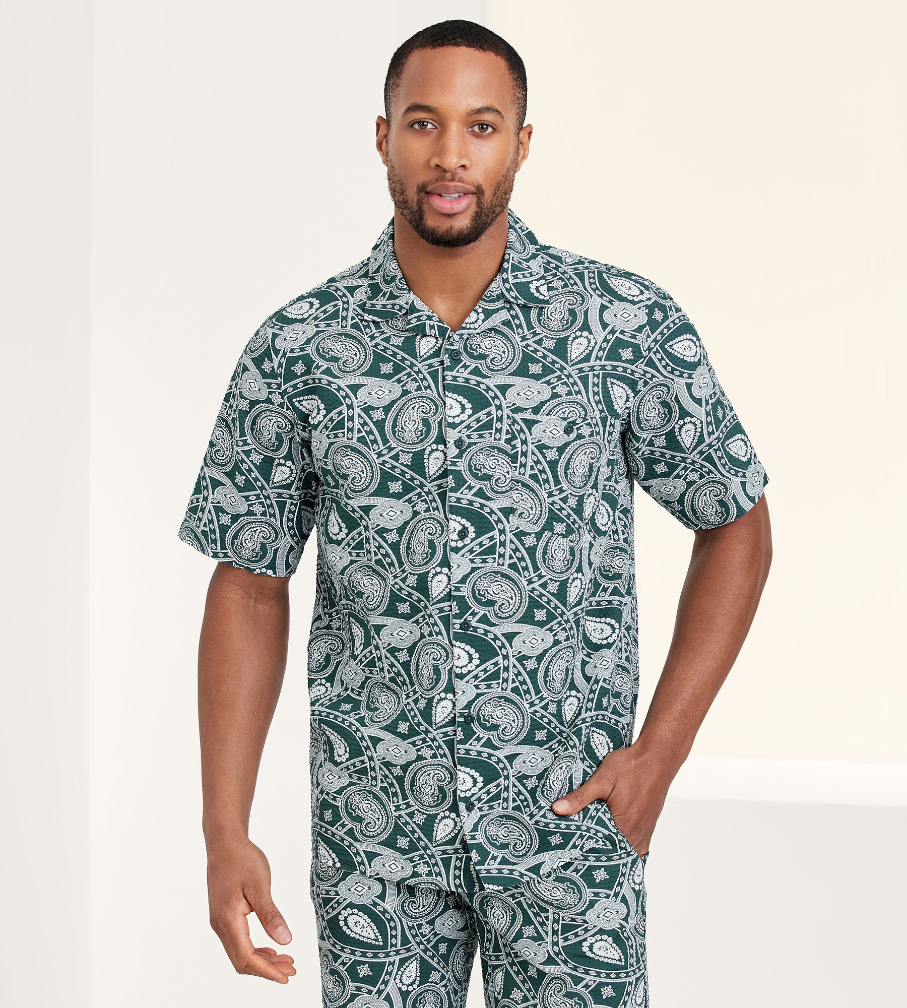 Modern Fit Printed Short Sleeve Resort Sport Shirt