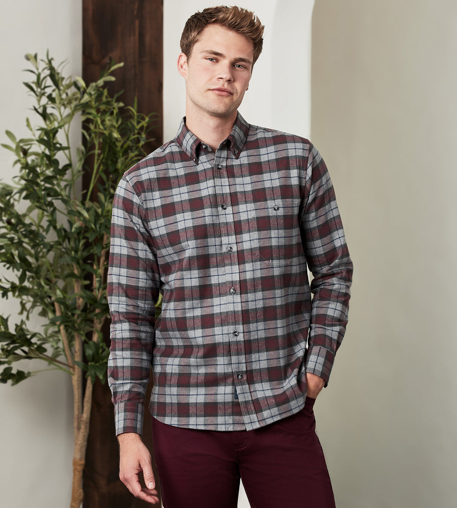 Modern Fit Long Sleeve Soft Touch Plaid Flannel Sport Shirt – Tip Top
