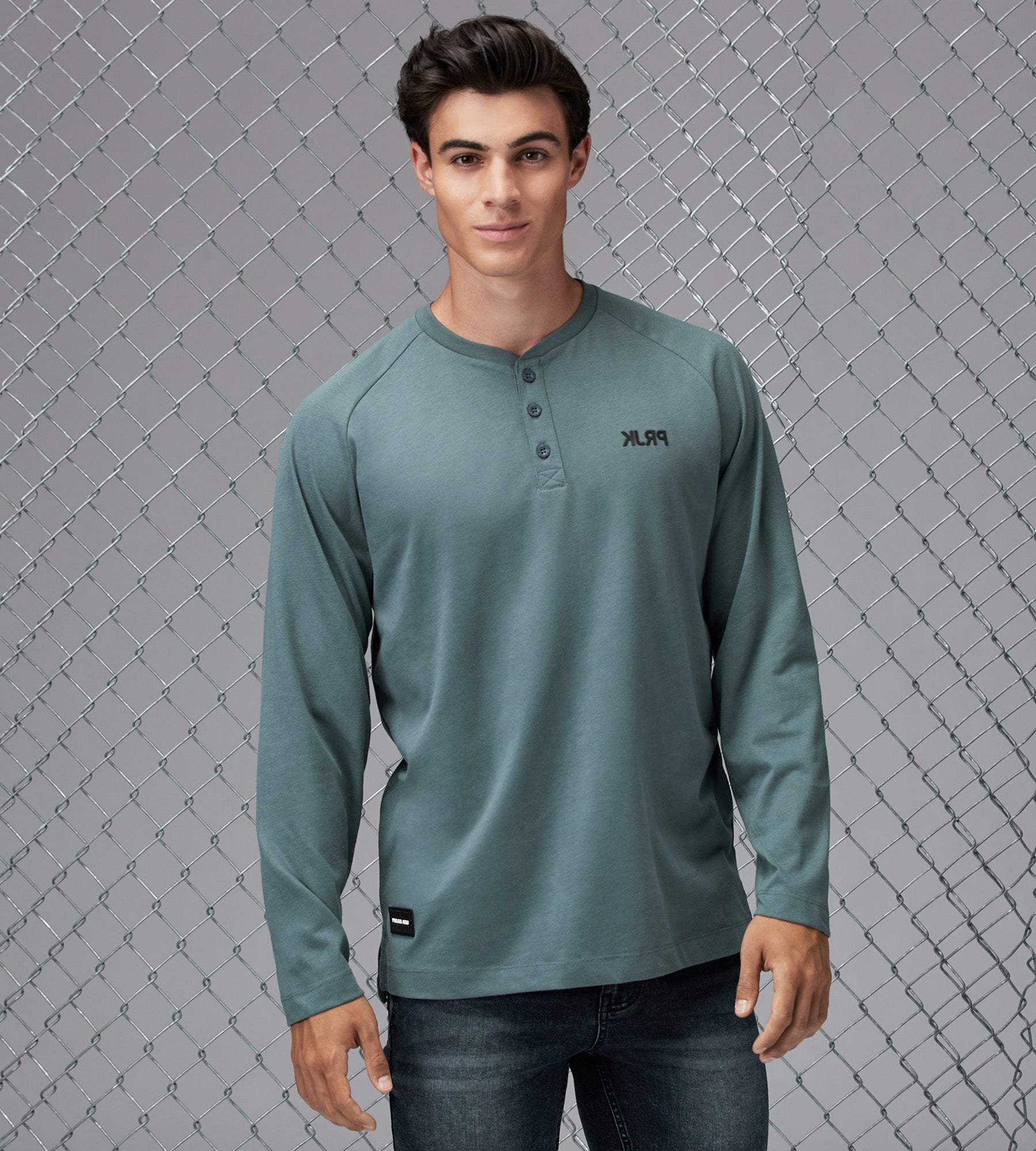 Crew neck hotsell henley long sleeve