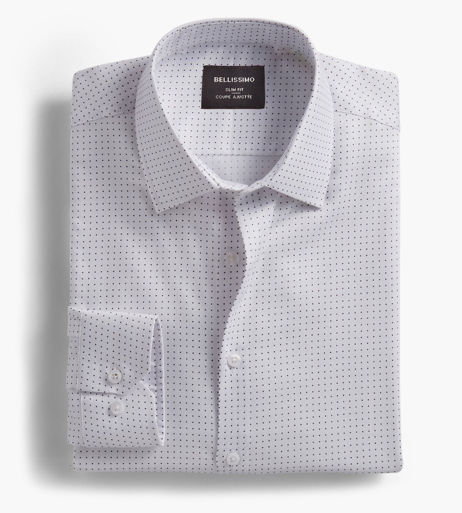 Slim Fit Non-Iron Dot Print Sateen Dress Shirt – Tip Top