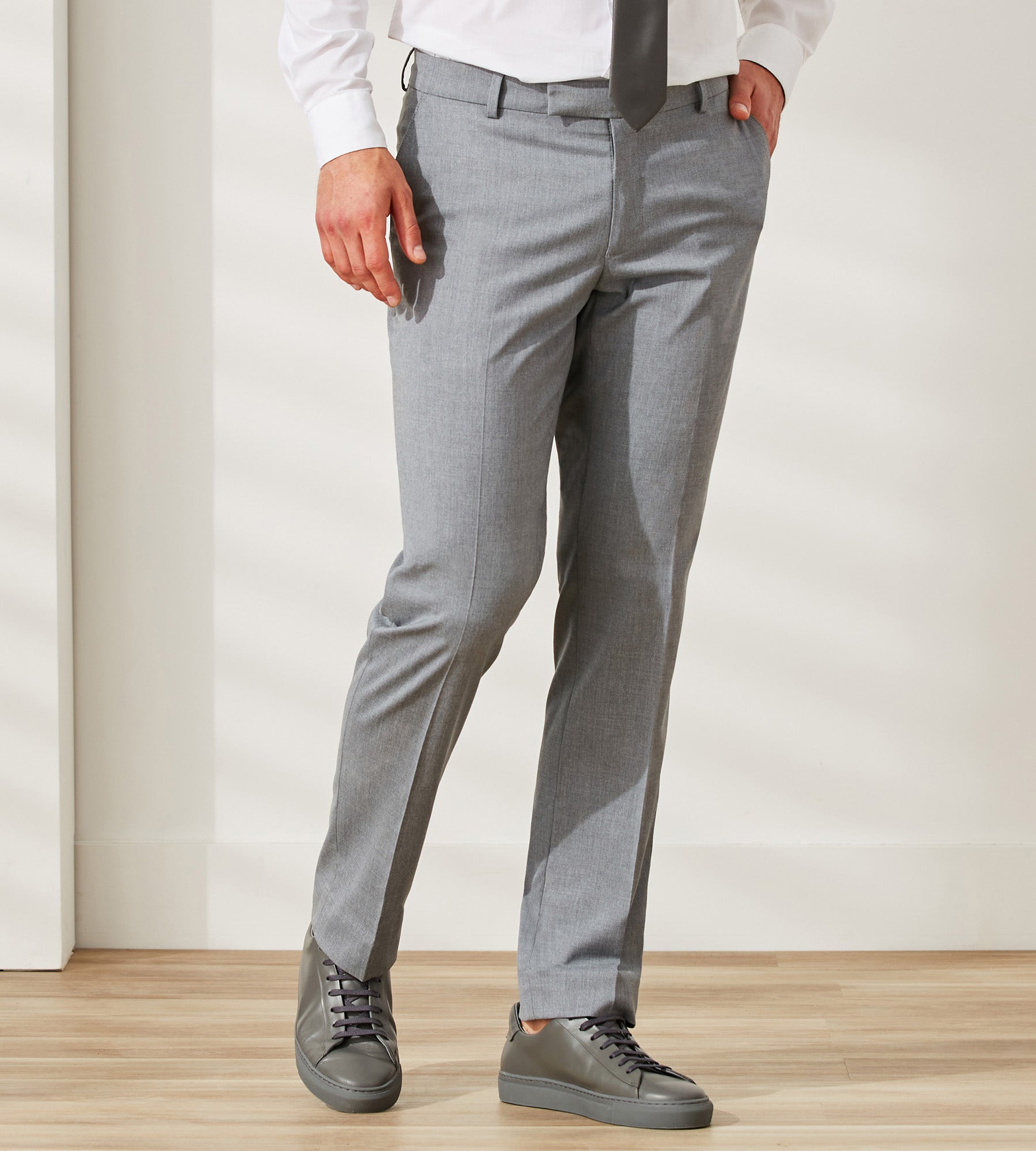 Beige Heavy Brushed Cotton Stretch Dress Pant