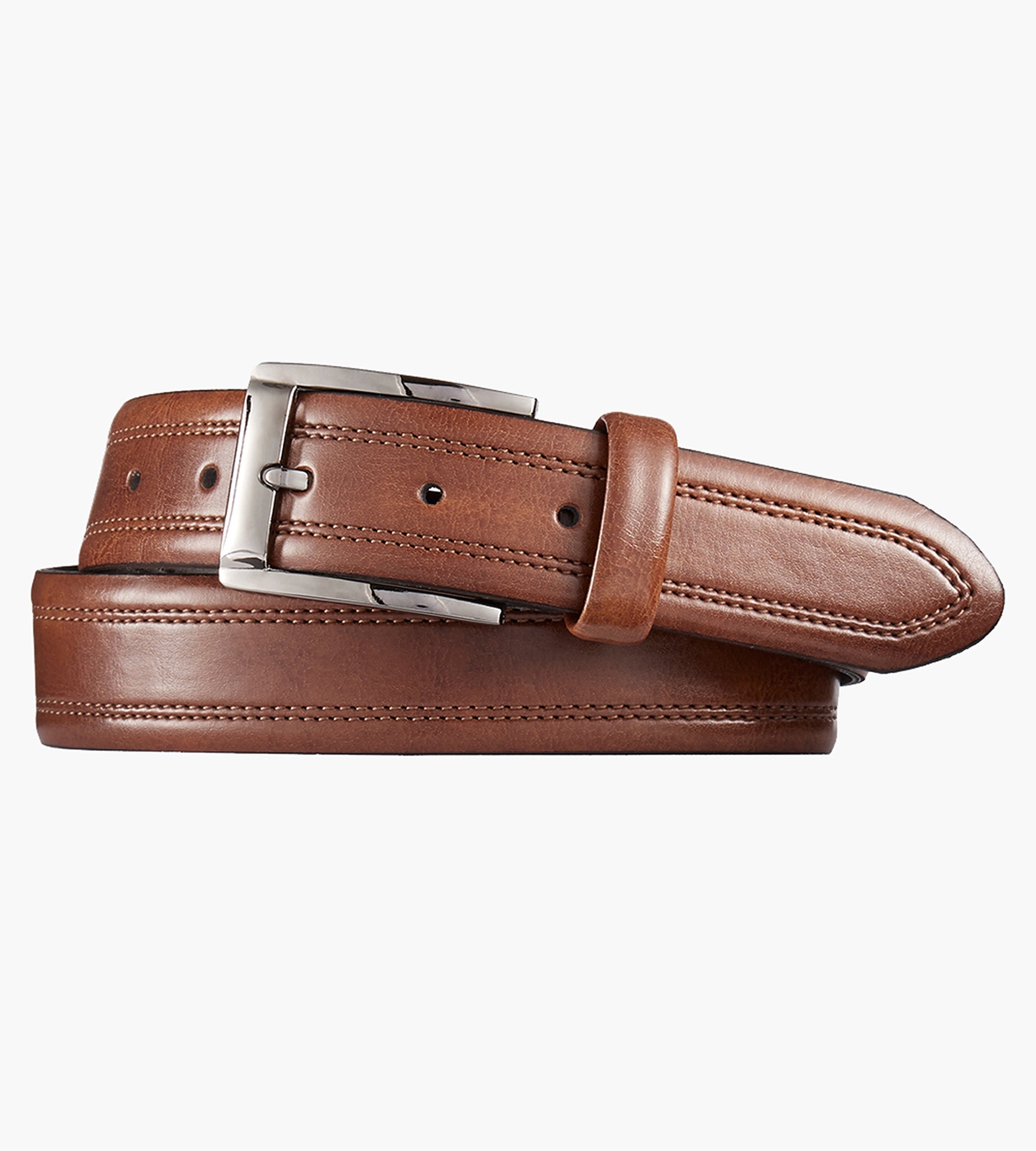 Coffee Brown Smooth Leather Belt, Hudson Buckle (Brushed Silver)