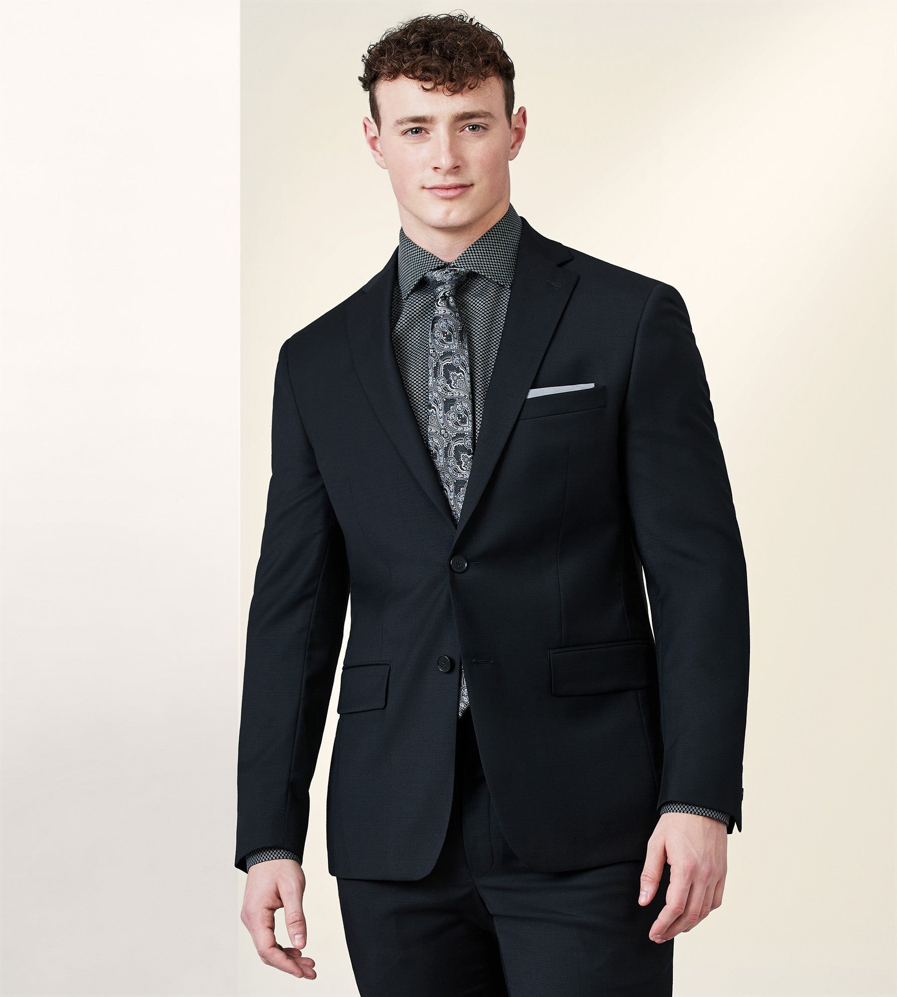 Black Suit with Grey Shirt
