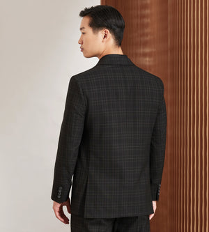 Modern Fit Black Plaid Suit Separate Jacket