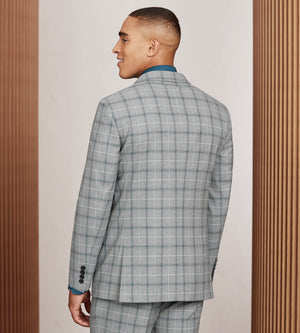 Modern Fit Grey Plaid Suit Jacket