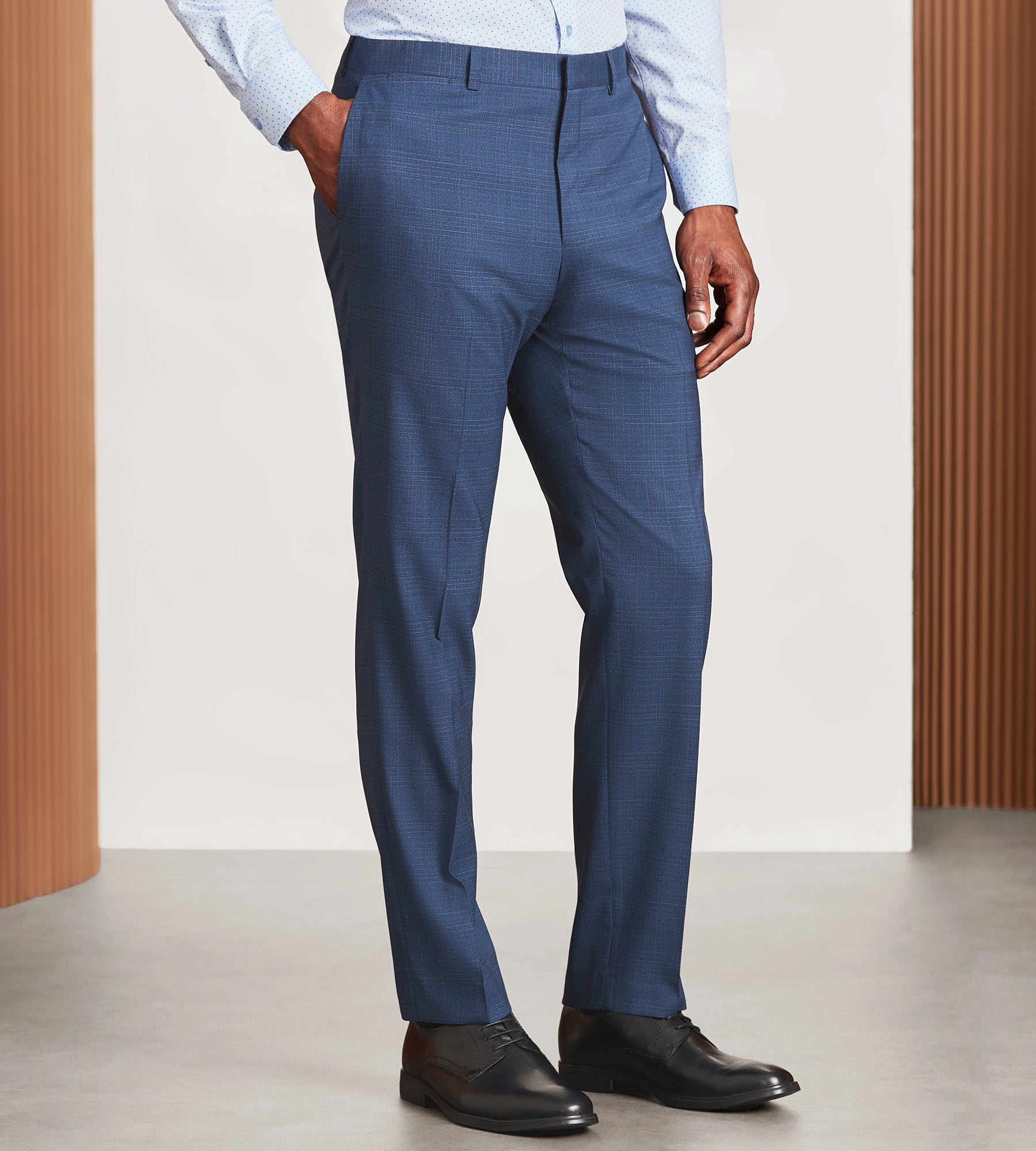 Plaid bleu coupe moderne Complet Pantalon