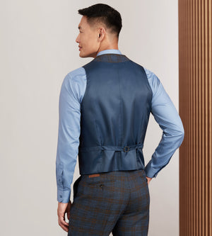 Blue Plaid Suit Vest