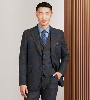 Blue Plaid Suit Vest