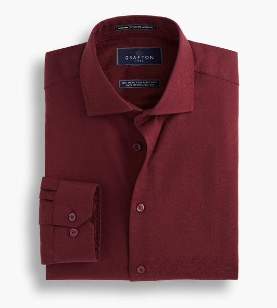 Burgundy dress hot sale up shirt