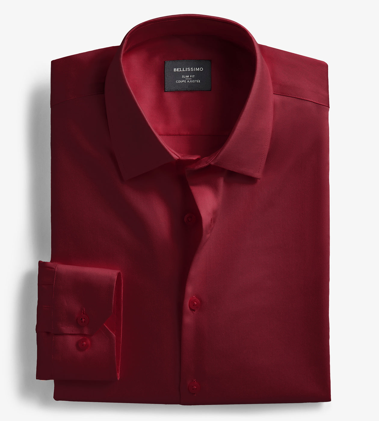 Mens red dress shirt slim fit on sale