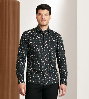 Modern Fit 360 Stretch Long Sleeve Floral Printed Sport Shirt