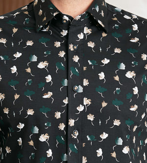 Modern Fit 360 Stretch Long Sleeve Floral Printed Sport Shirt