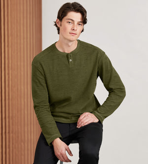 Modern Fit Long Sleeve Waffle Knit Henley