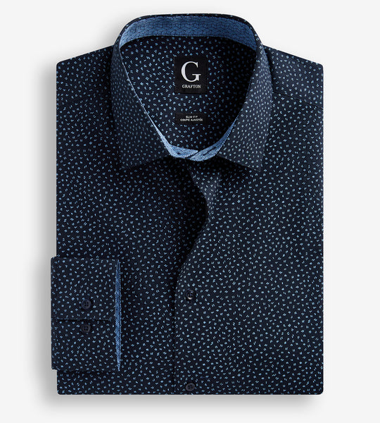 Navy blue dress shirt with white hot sale polka dots